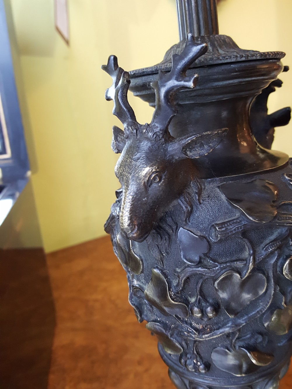 Late 19thC Bronze Urn, converted to a table lamp View III