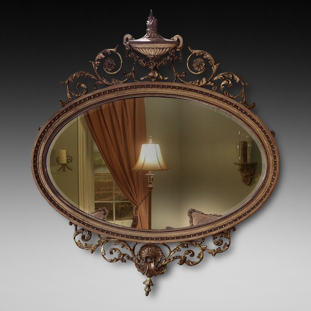 Adam Revival Giltwood and Gesso Mirror
