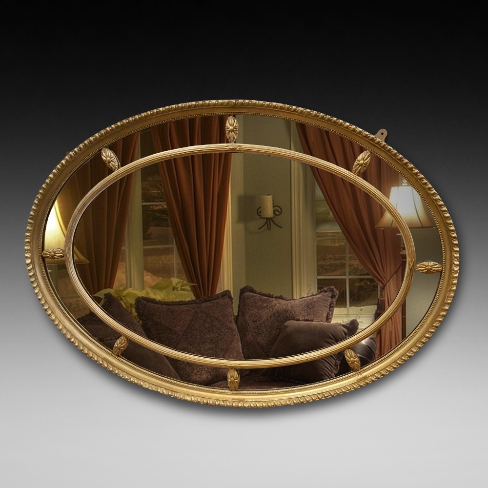 Large Late Victorian Giltwood and Gesso Oval Mirror