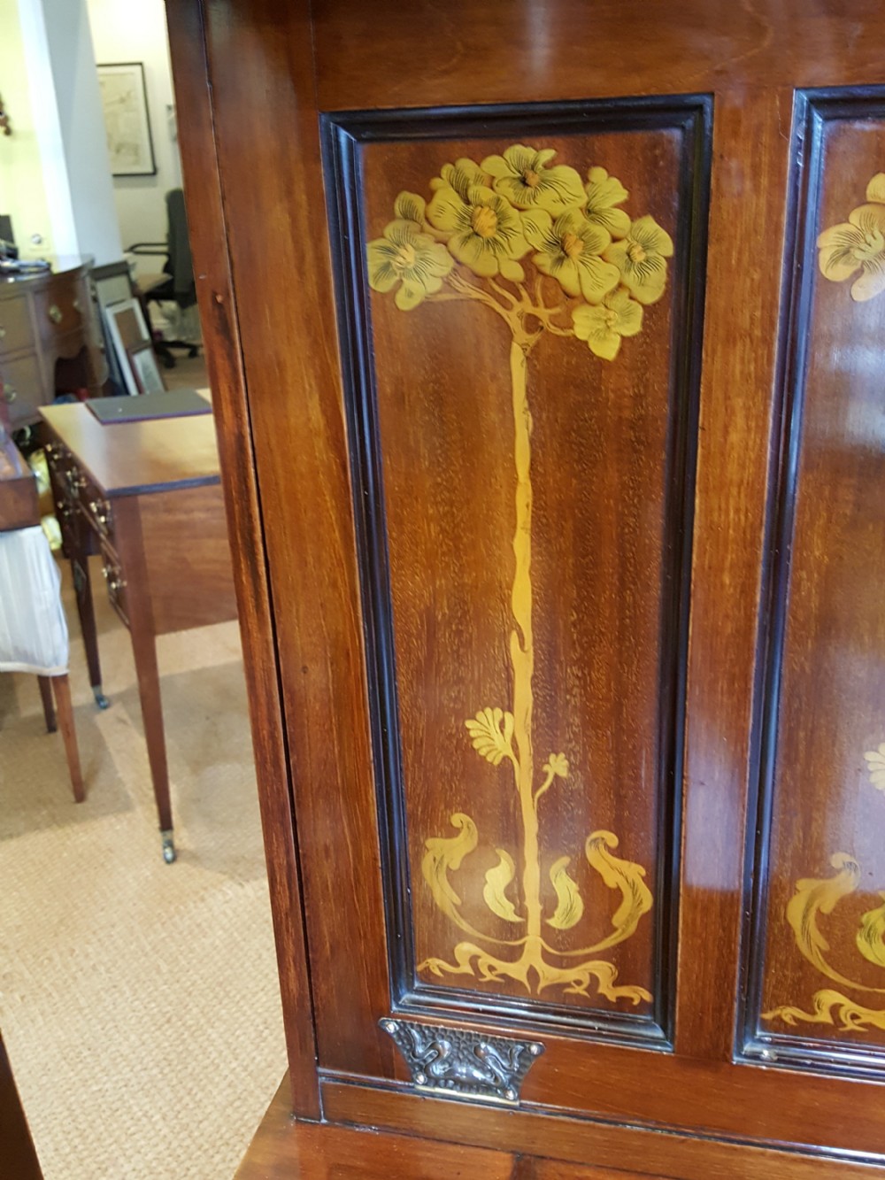 Liberty & Co Art Nouveau Mahogany Desk View IV