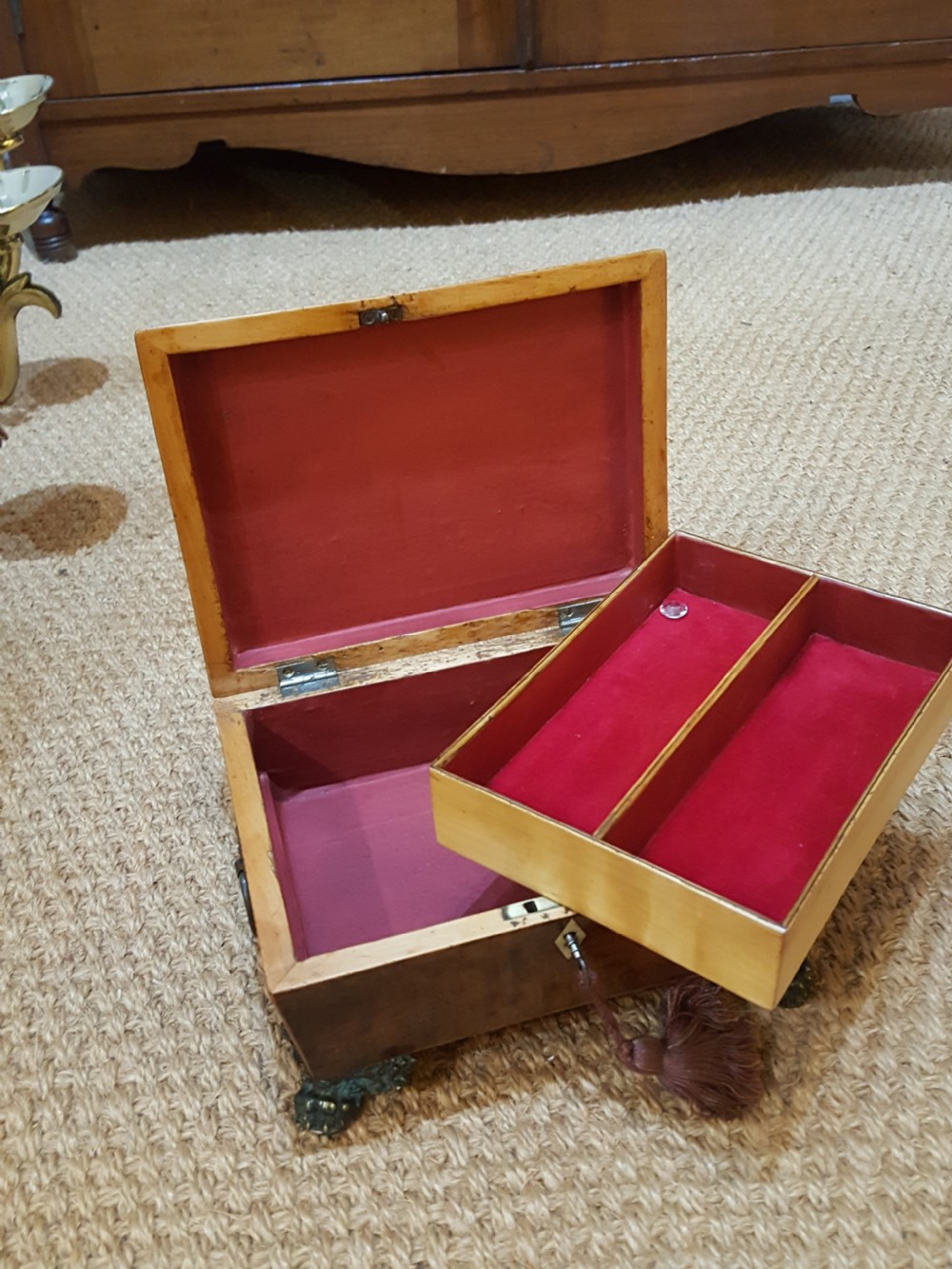 Victorian Burr Yew Jewellery Box View III