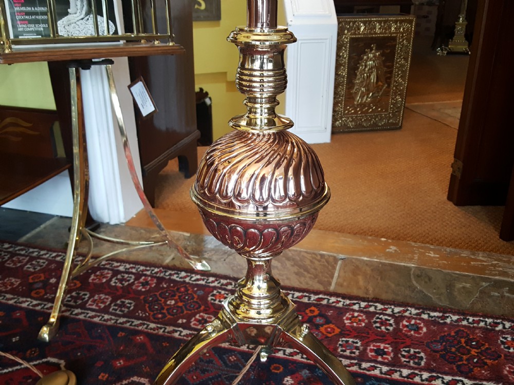 Arts and Crafts Copper and Brass Extendable Standard Lamp View III