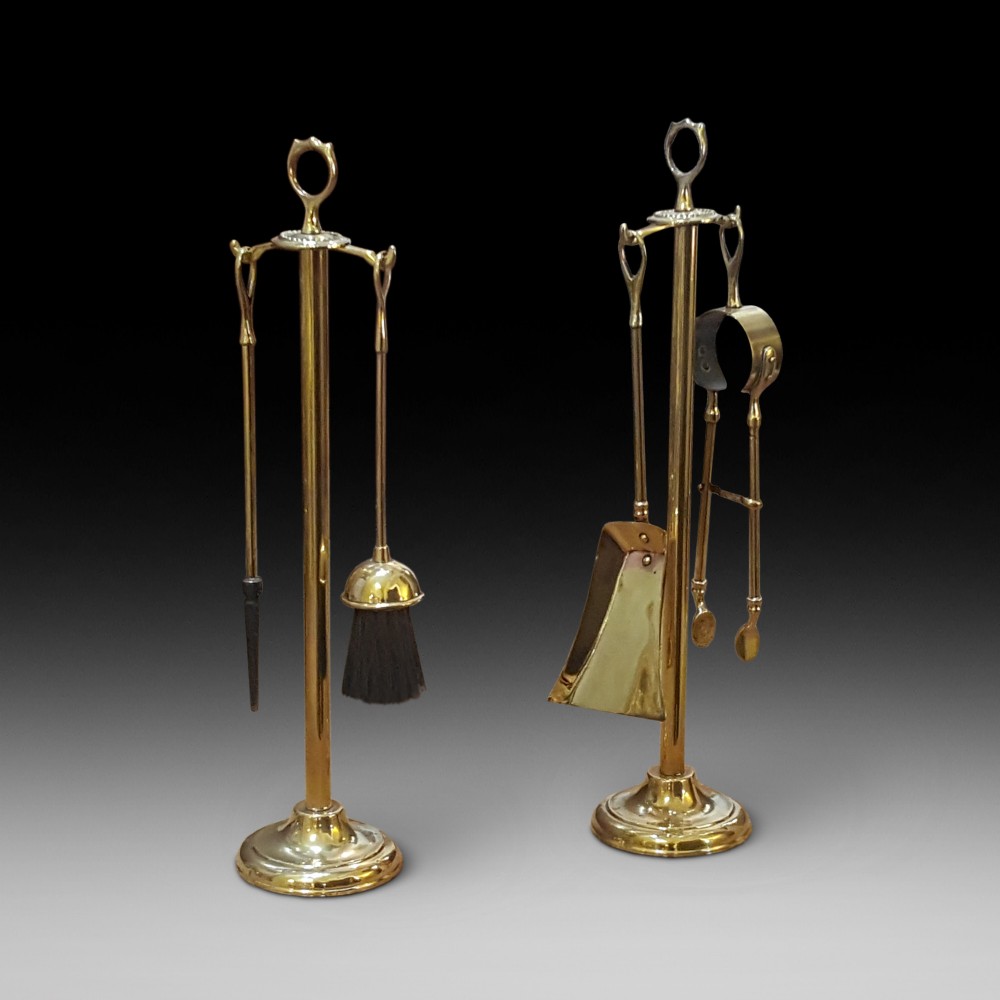 Art Nouveau Brass Fireside Companion Set