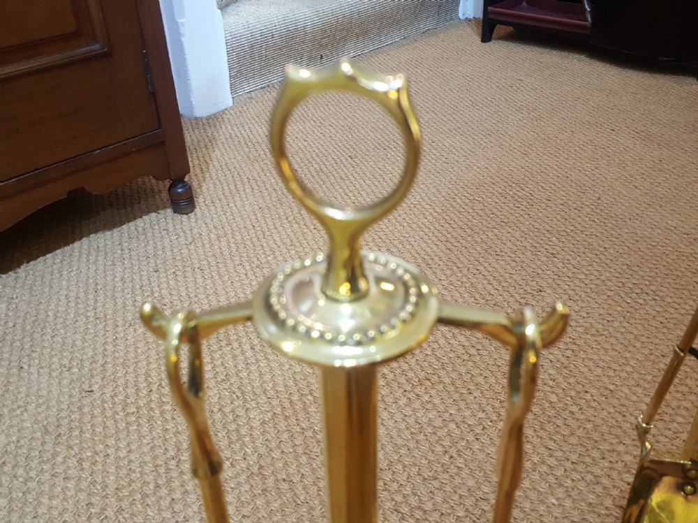 Art Nouveau Brass Fireside Companion Set View II