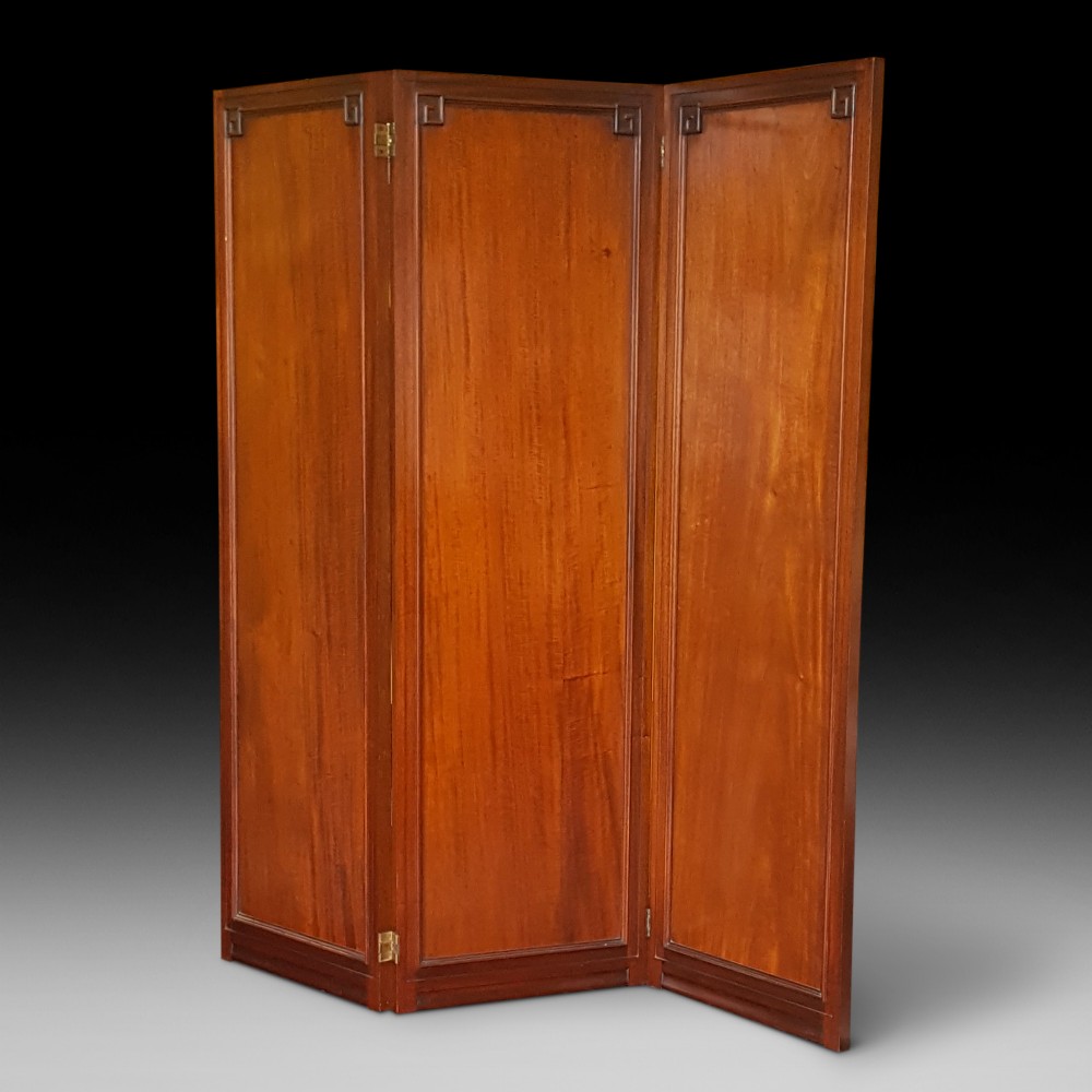 Victorian figured mahogany three fold screen