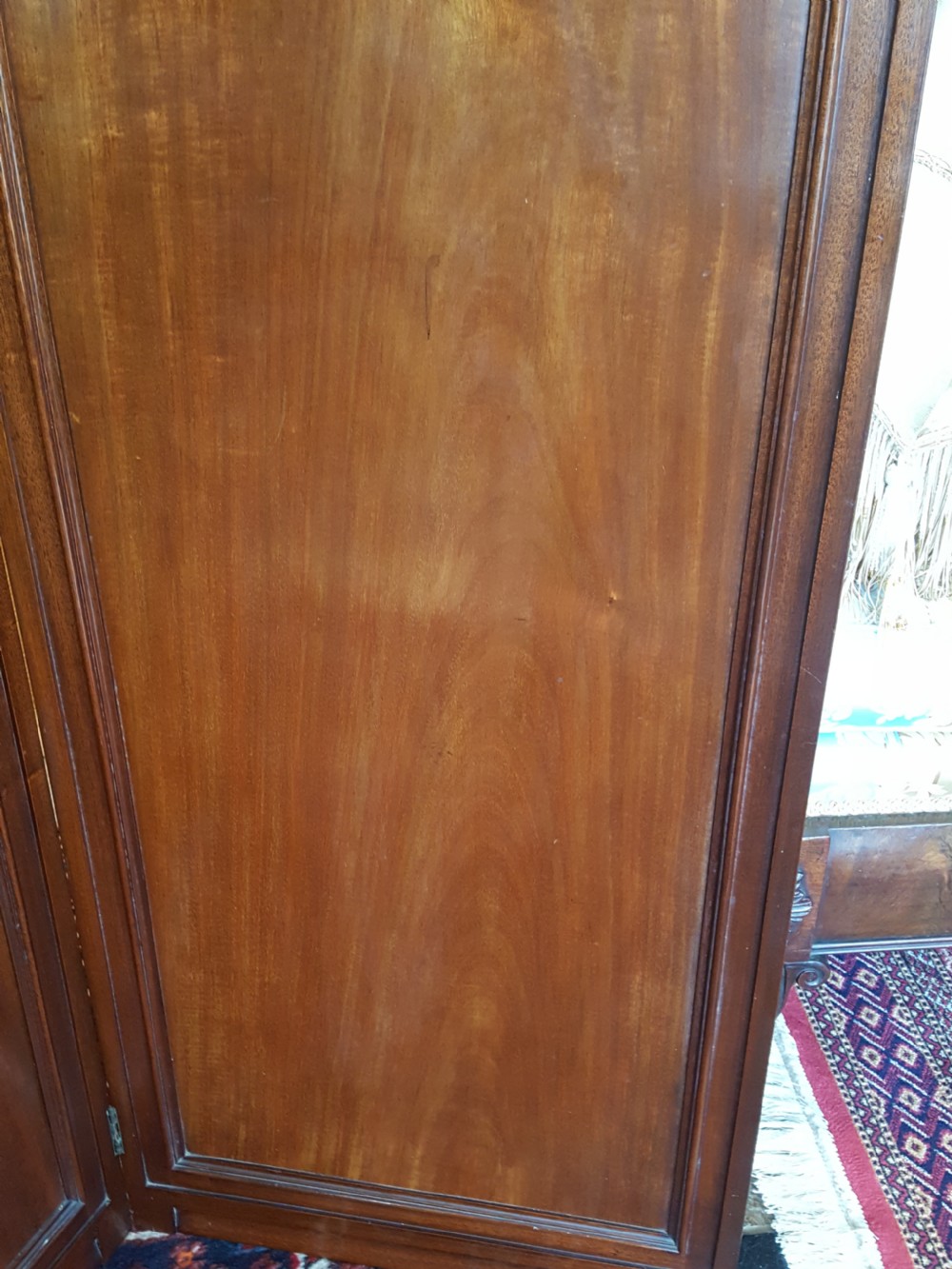 Victorian figured mahogany three fold screen View IV