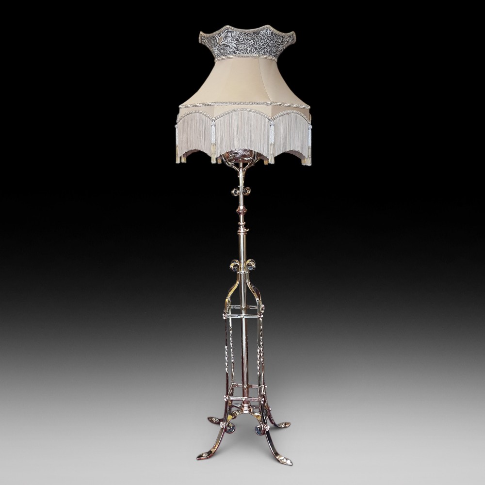 Arts and Crafts Copper and Brass Extendable Standard Lamp