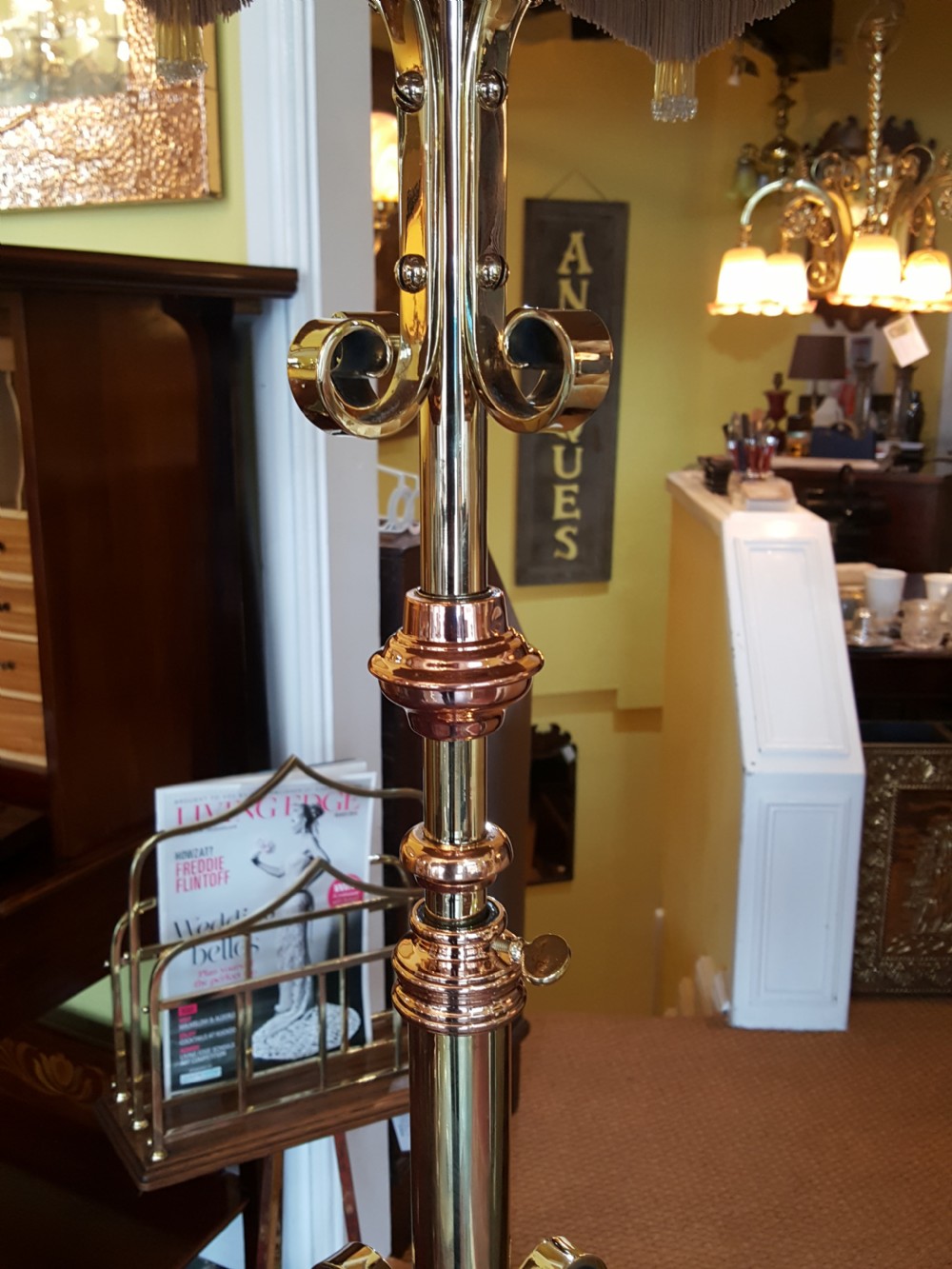 Arts and Crafts Copper and Brass Extendable Standard Lamp View VII