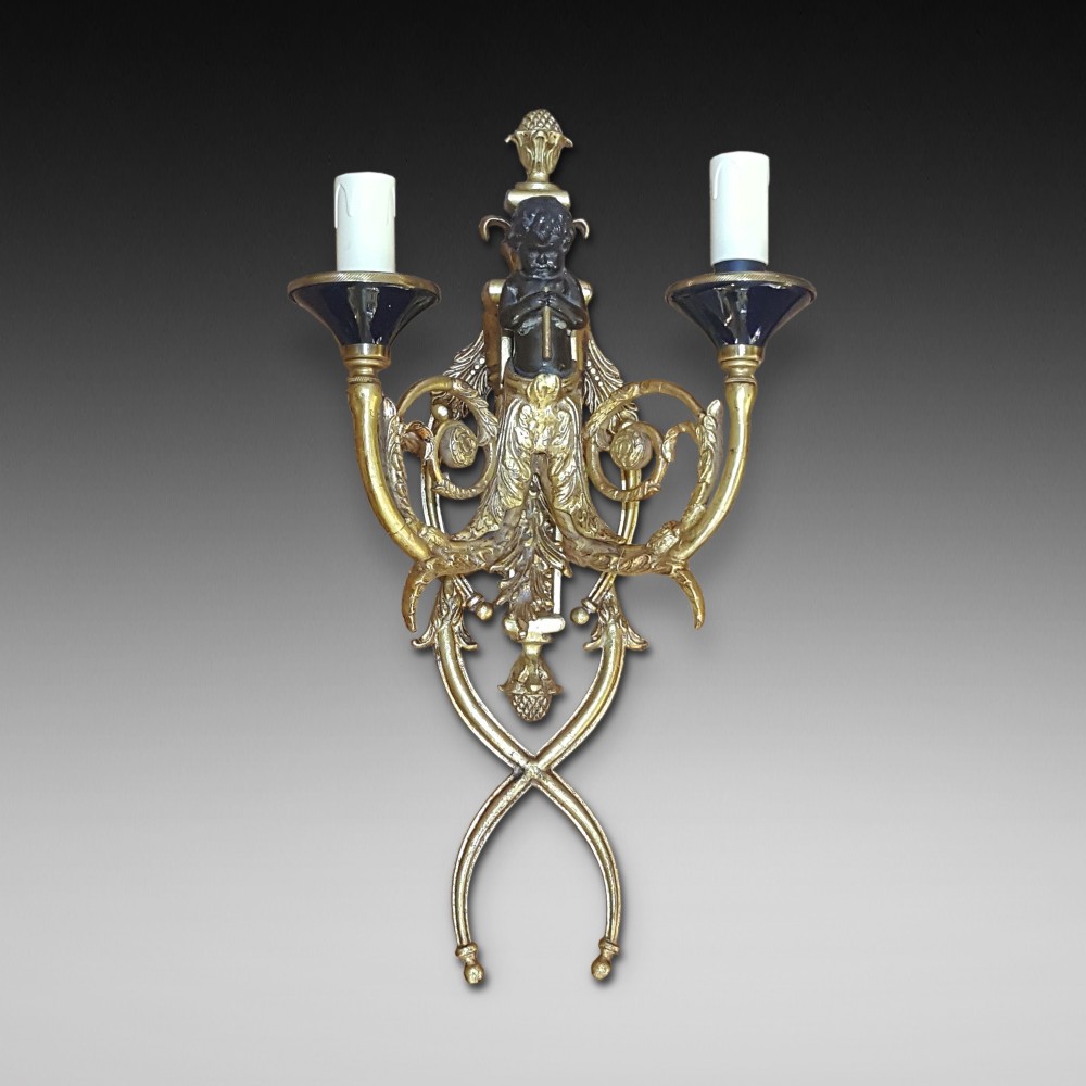 19thC French Bronze and Ormolu Wall Light