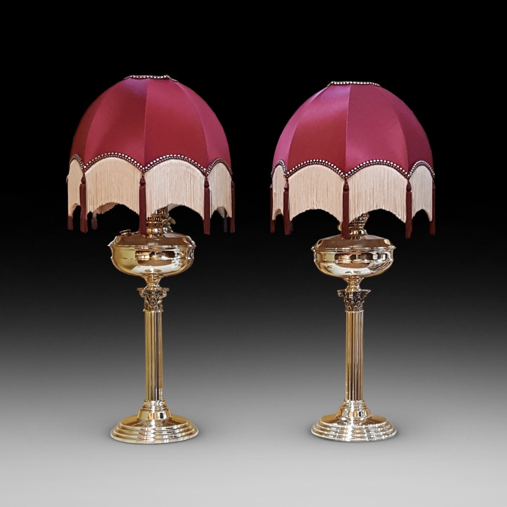 Pair of Victorian Brass Oil Lamps