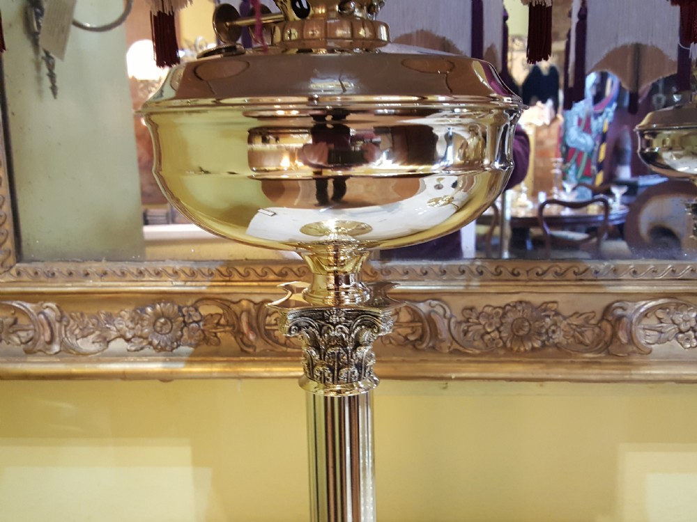 Pair of Victorian Brass Oil Lamps View III