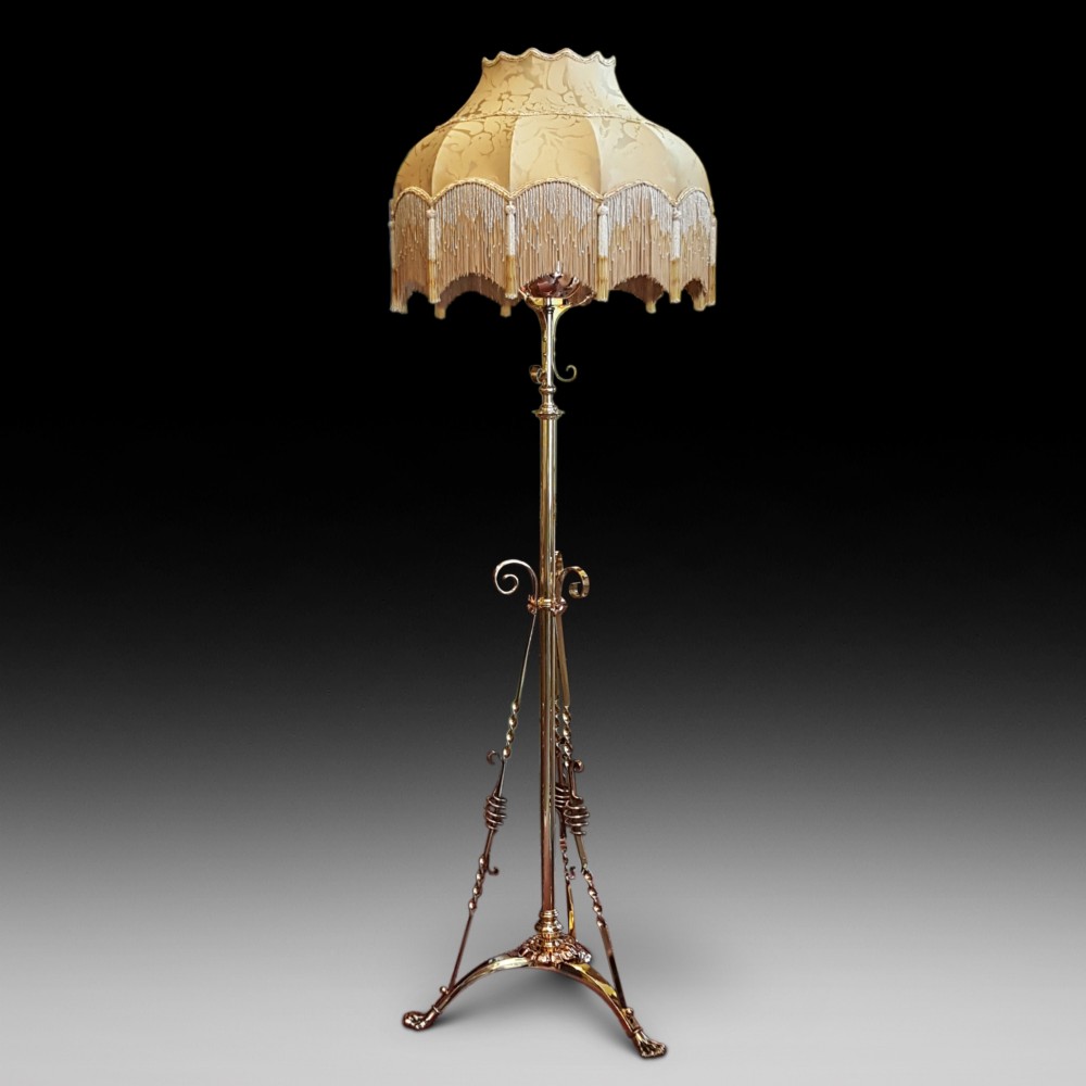  Late 19thC Arts and Crafts Brass Standard Lamp