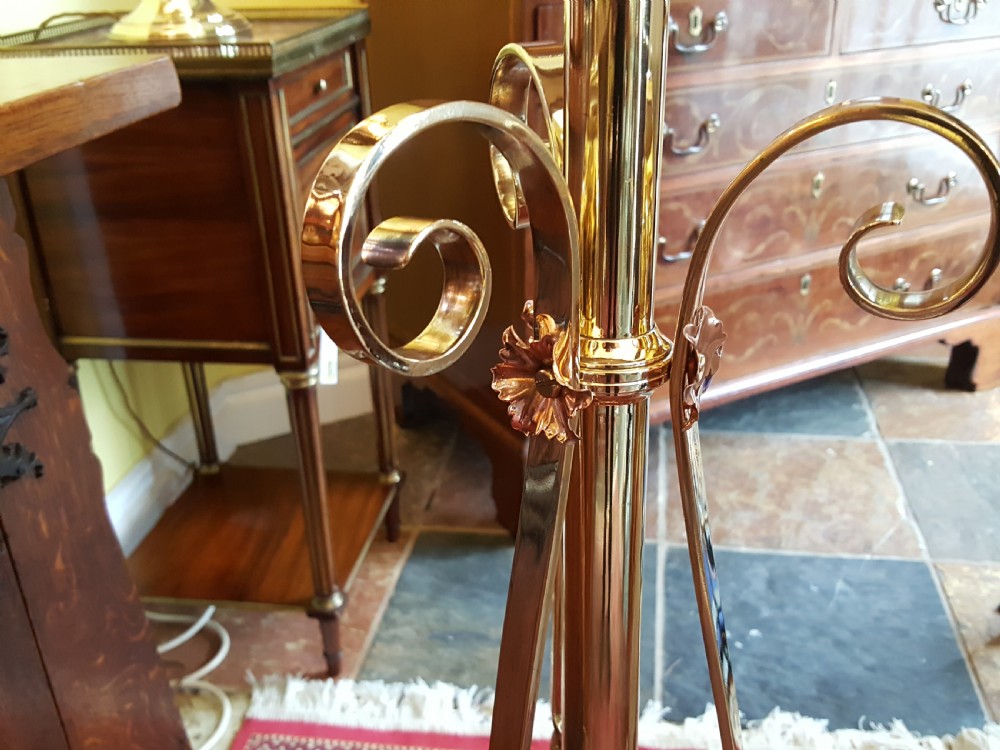  Late 19thC Arts and Crafts Brass Standard Lamp View V