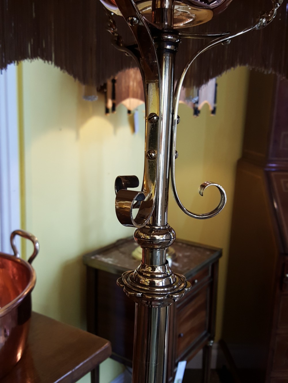  Late 19thC Arts and Crafts Brass Standard Lamp View VI