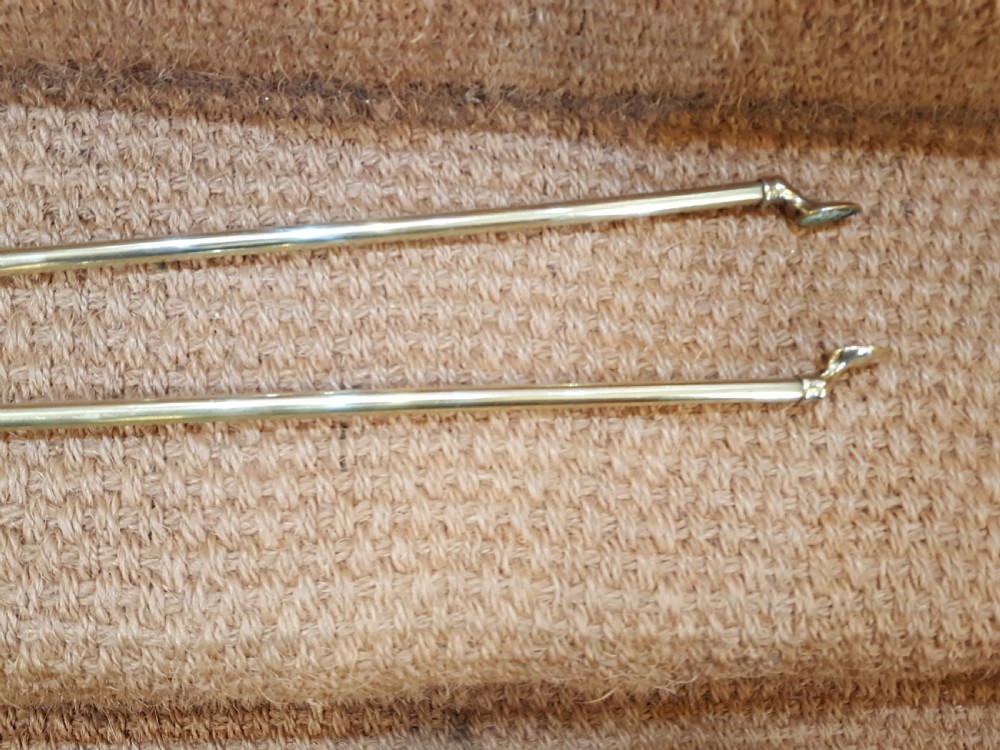 Set of 1920's Brass Fire Irons with Dogs View V