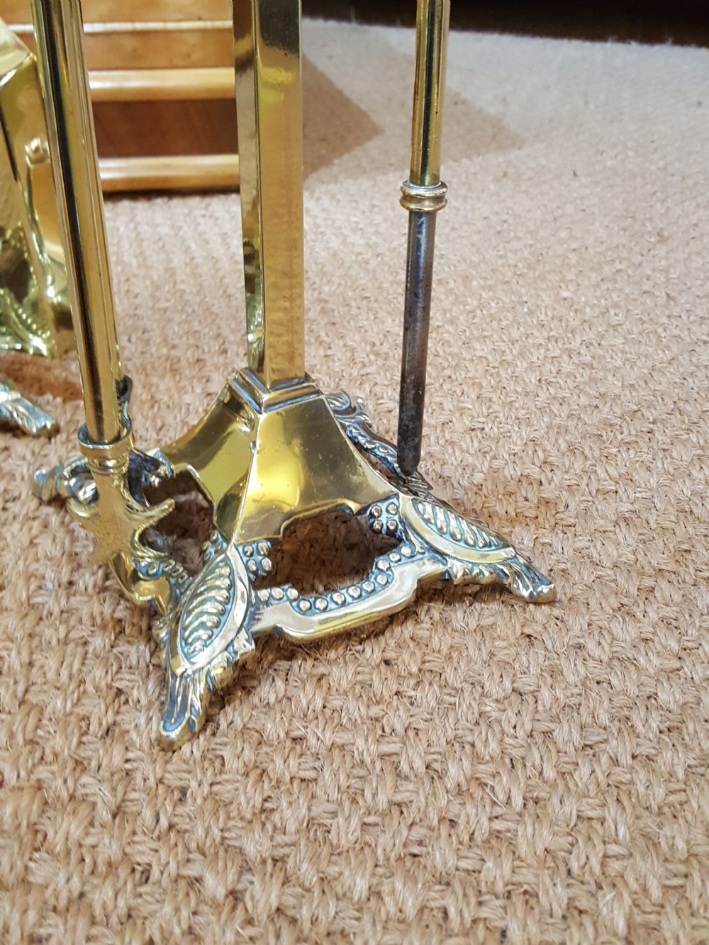 Pair of Edwardian Brass Fire Side Companions View IV