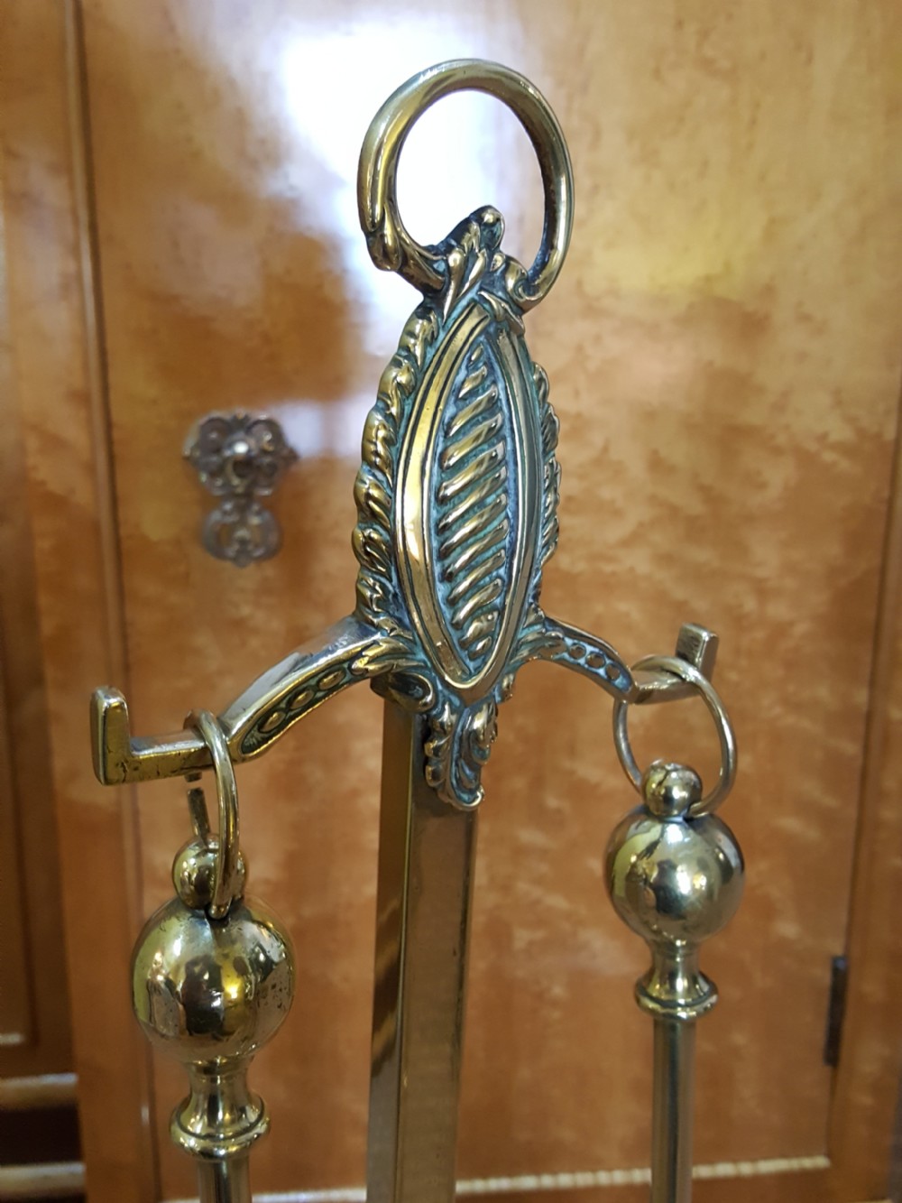 Pair of Edwardian Brass Fire Side Companions View V