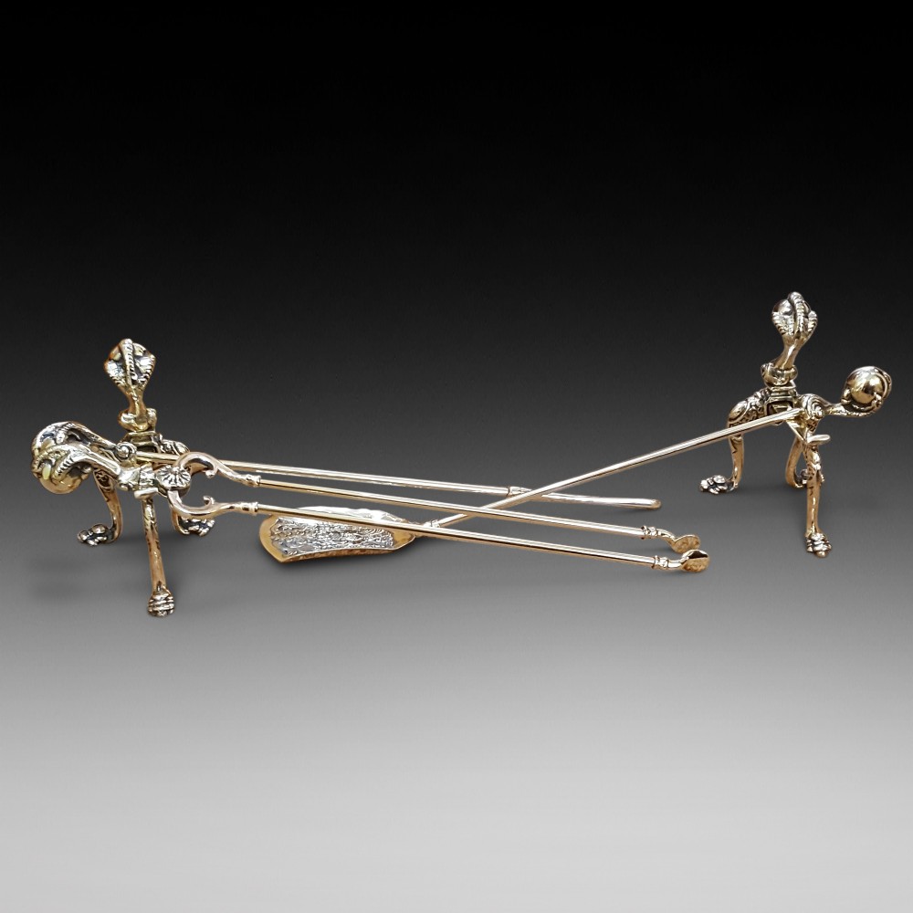 Set of Late 19thC Fire Irons and Dogs