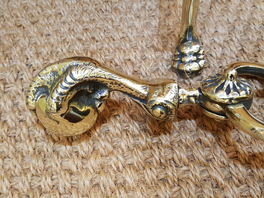 Set of Late 19thC Fire Irons and Dogs View II
