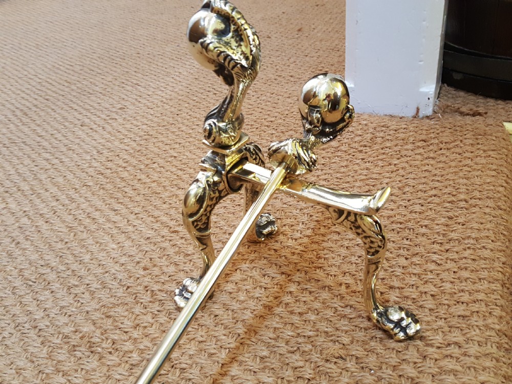 Set of Late 19thC Fire Irons and Dogs View III