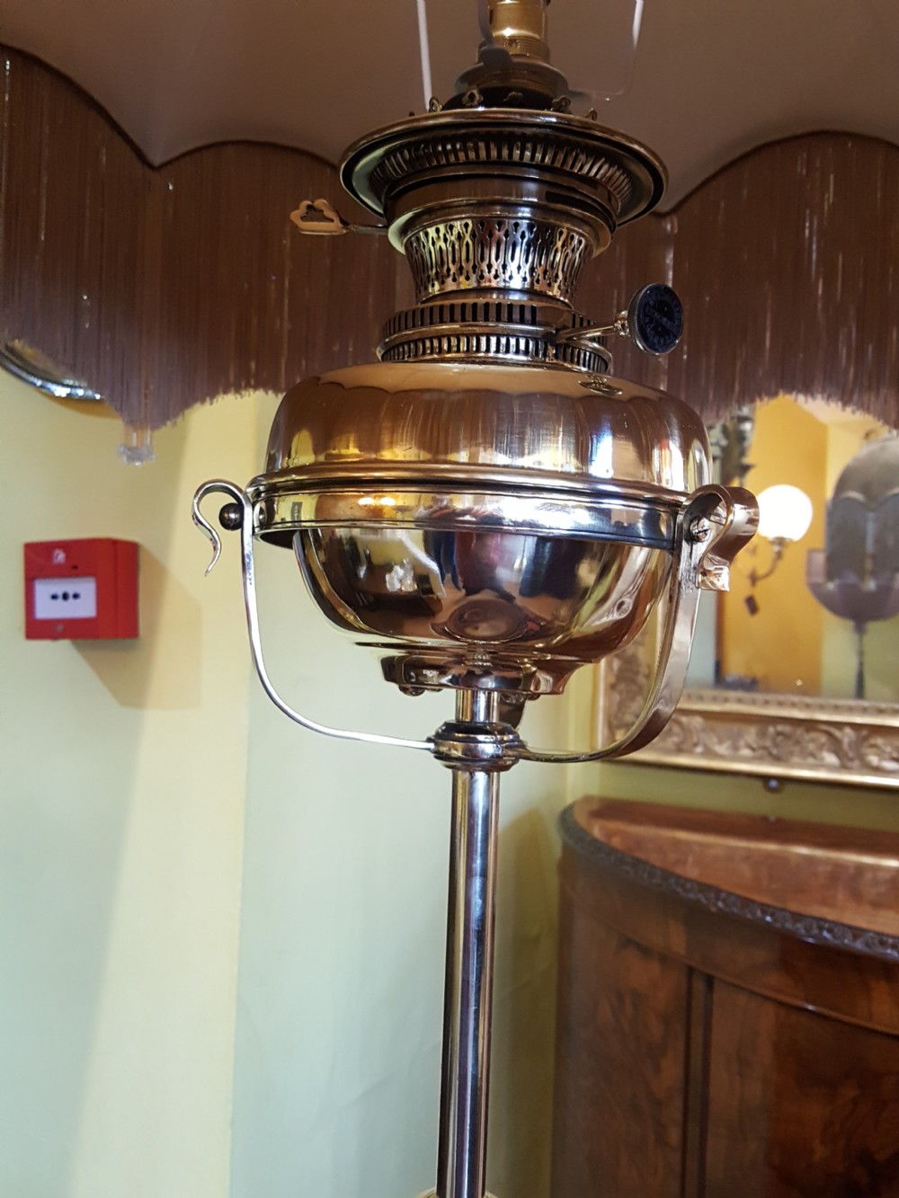 Late 19thC Brass Adjustable Standard Oil Lamp View V