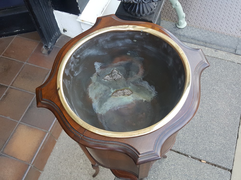 Edwardian inlaid mahogany jardiniere planter View III