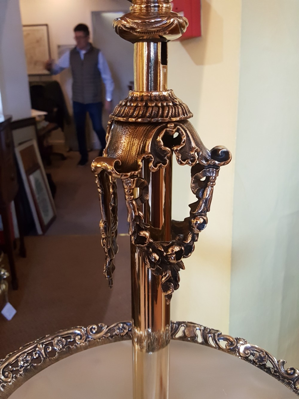 Edwardian Brass Adjustable Standard Oil Lamp View VI