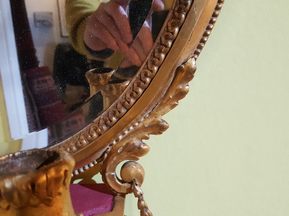 Pair of Regency Oval Girandole Wall Mirrors View III