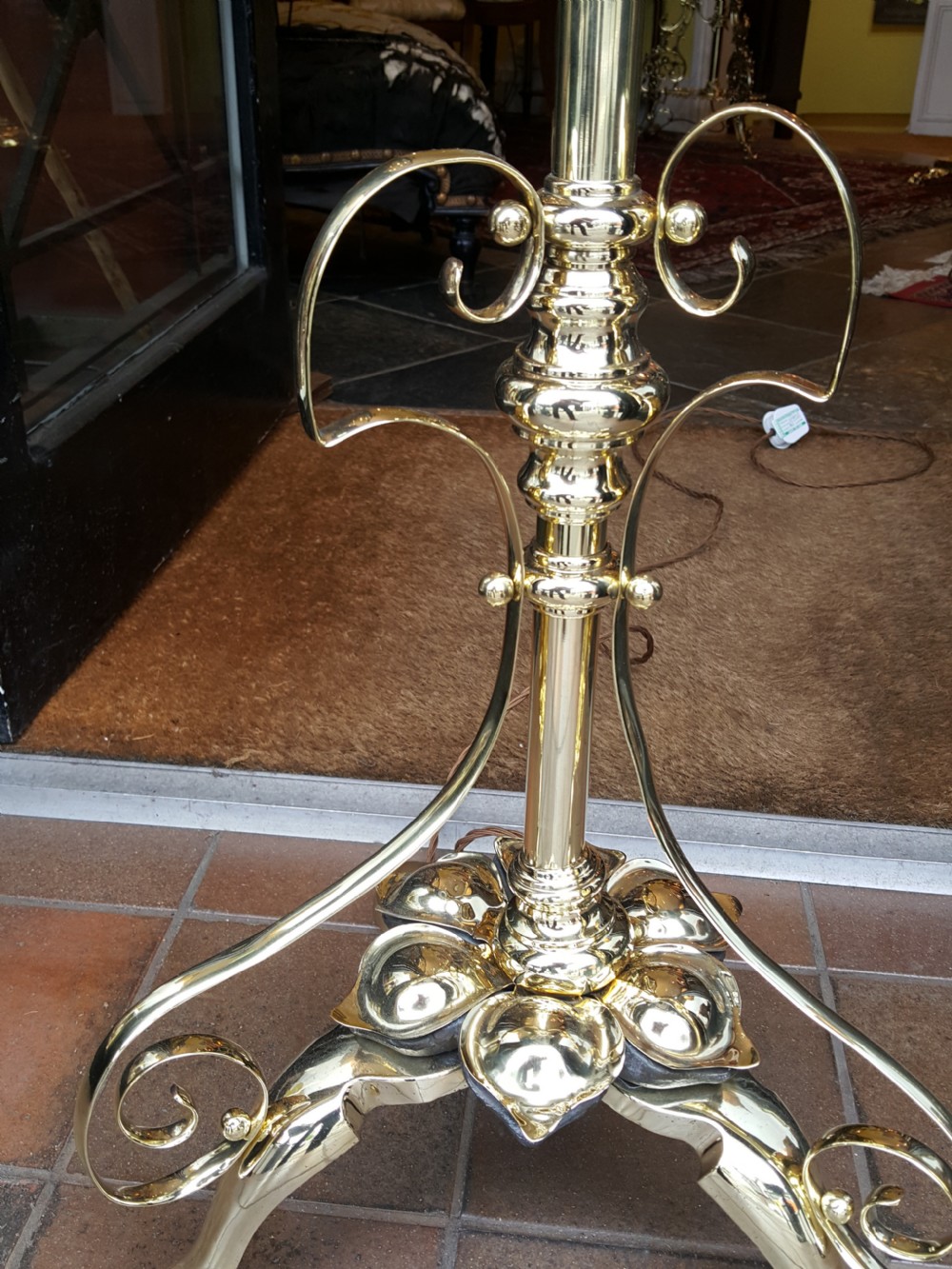 Art Nouveau Brass Extending Standard Lamp View III