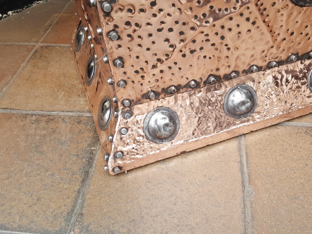 Art Nouveau copper and steel log box View II