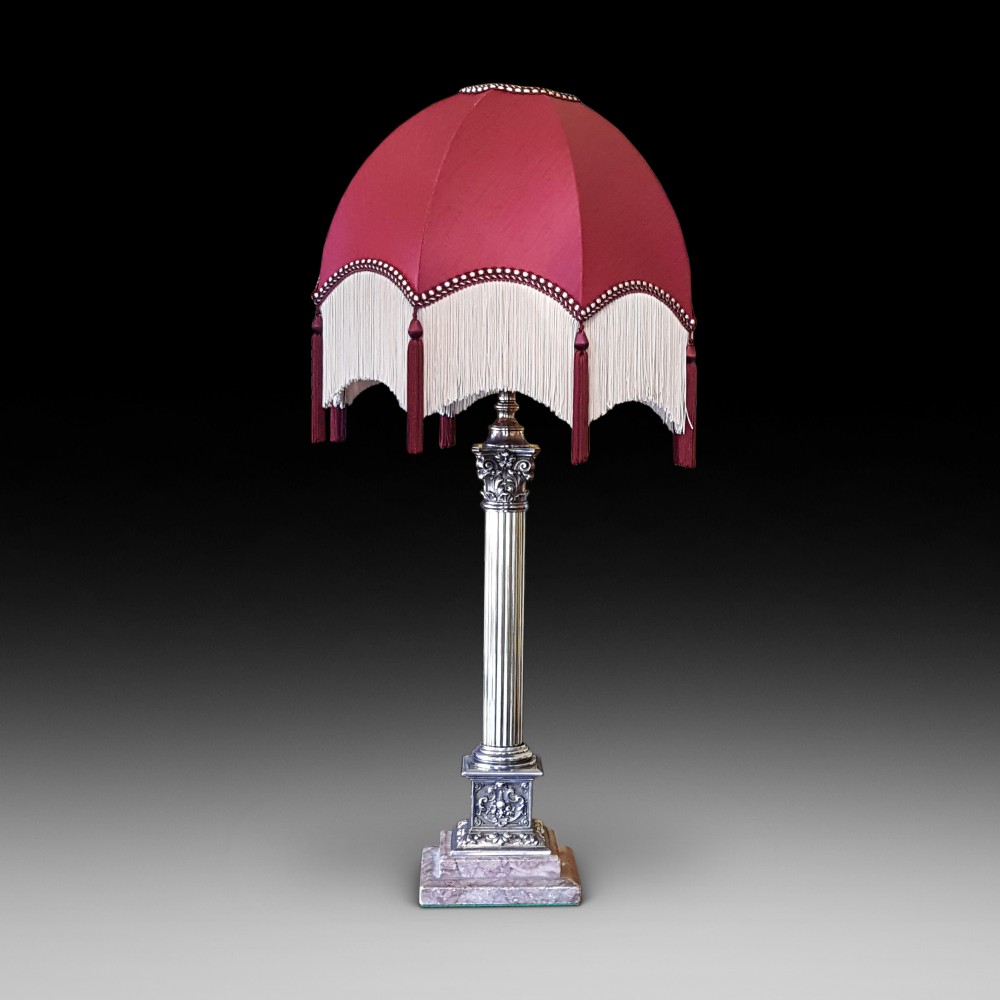 Edwardian gilt metal and marble lamp