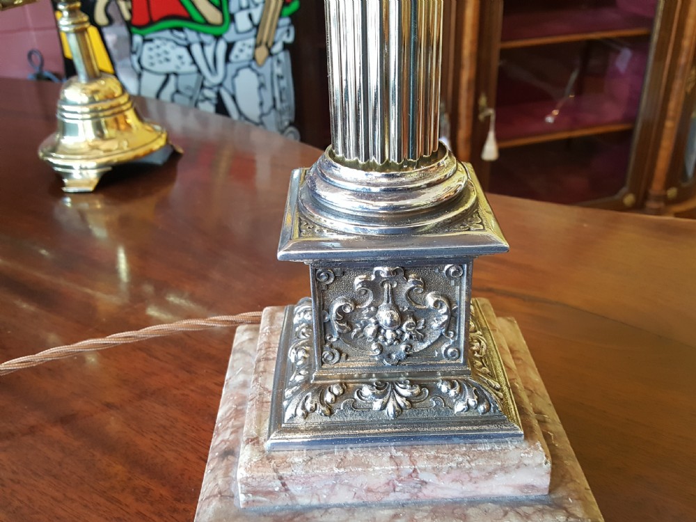 Edwardian gilt metal and marble lamp View IV