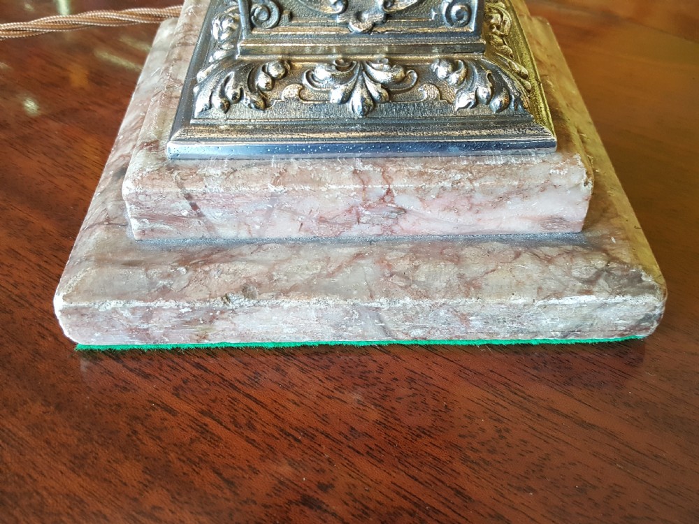 Edwardian gilt metal and marble lamp View V