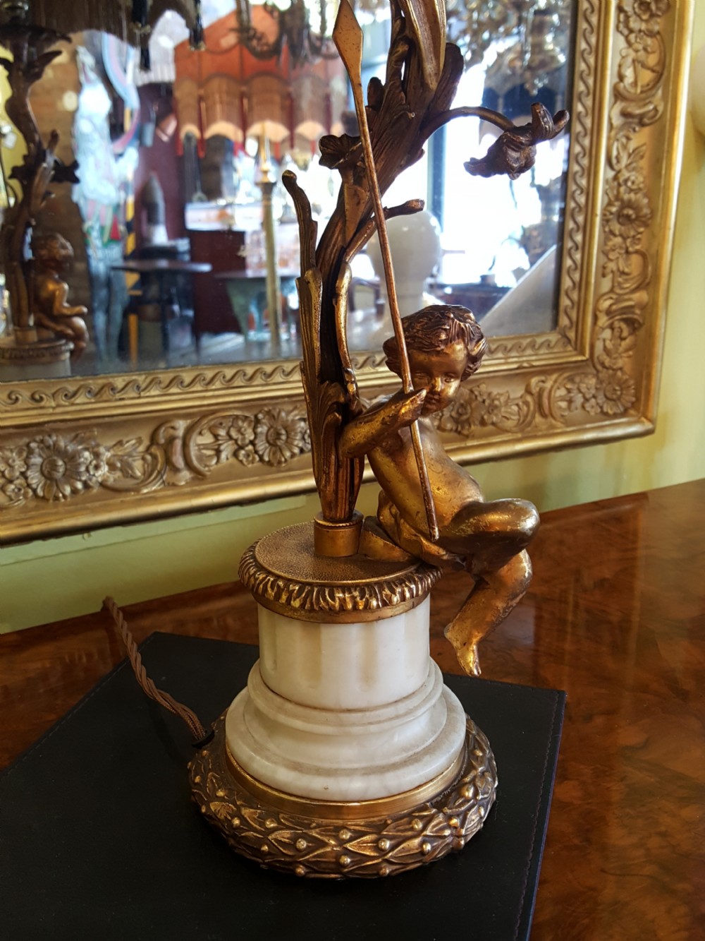 Early 20thC Gilt Metal Lamp View VI