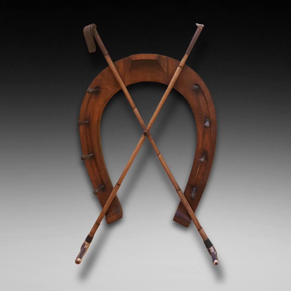 Late 19thC Walnut Hat Rack of Equestrian Theme