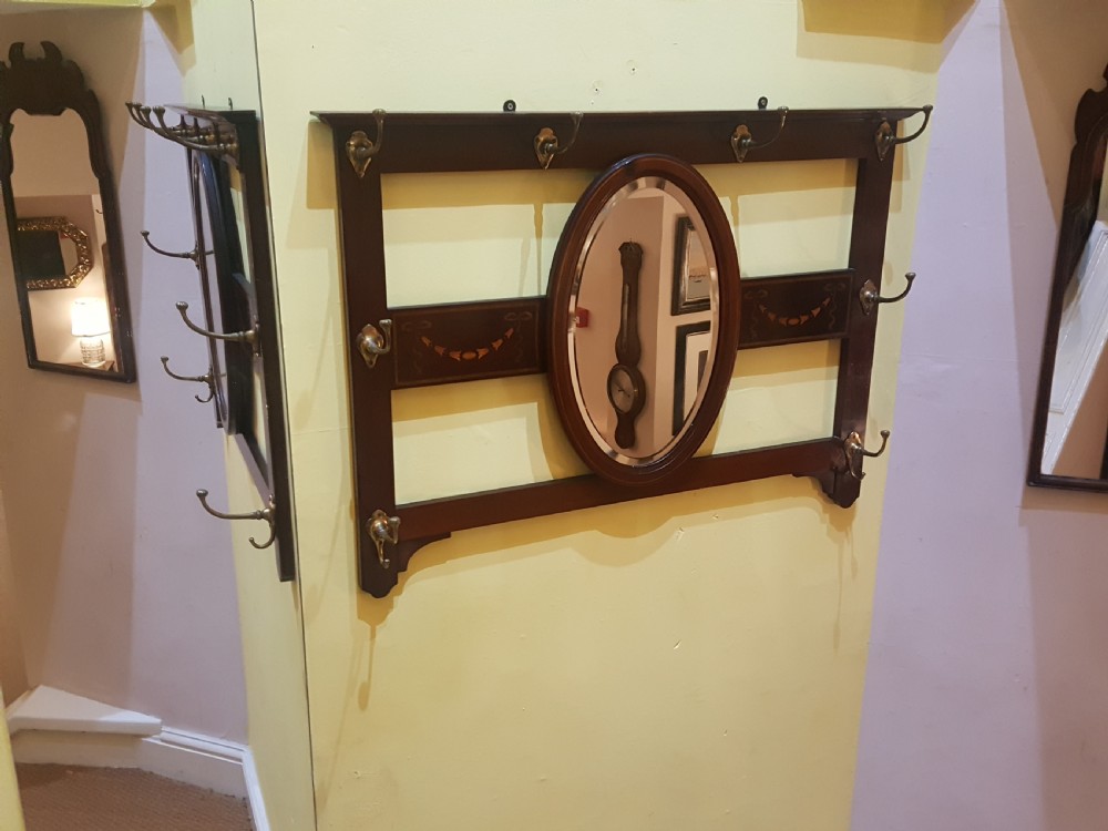 Edwardian Mahogany Combined Mirror, Hat and Coat Rack View II