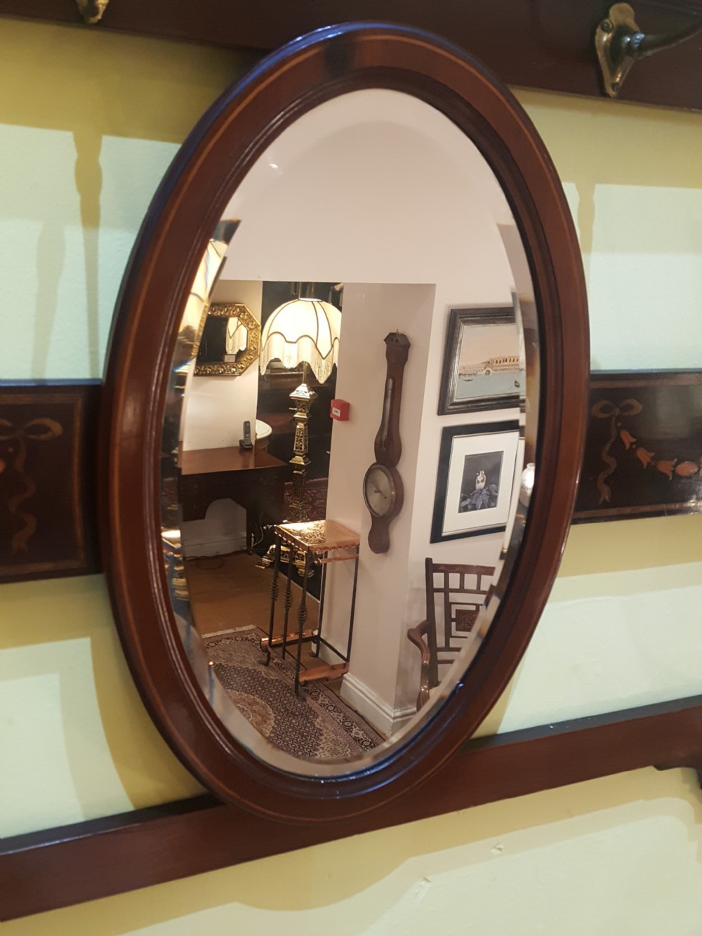 Edwardian Mahogany Combined Mirror, Hat and Coat Rack View VI