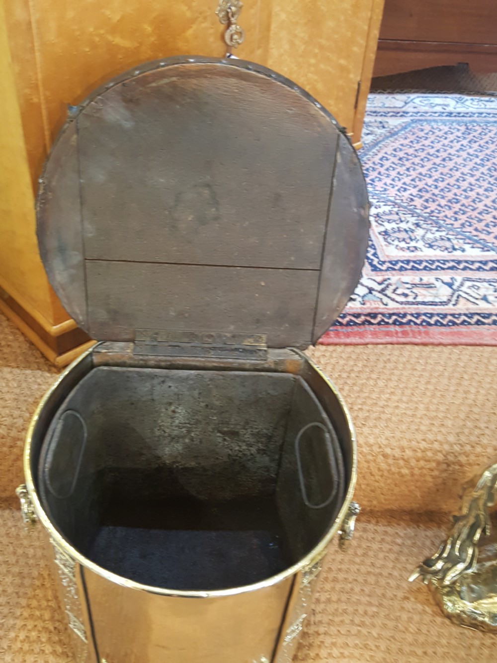 Edwardian Brass Coal Box Stool View V