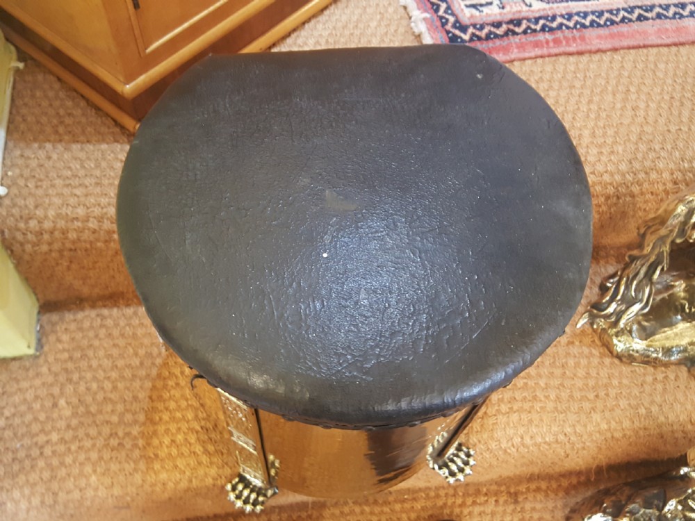 Edwardian Brass Coal Box Stool View VI