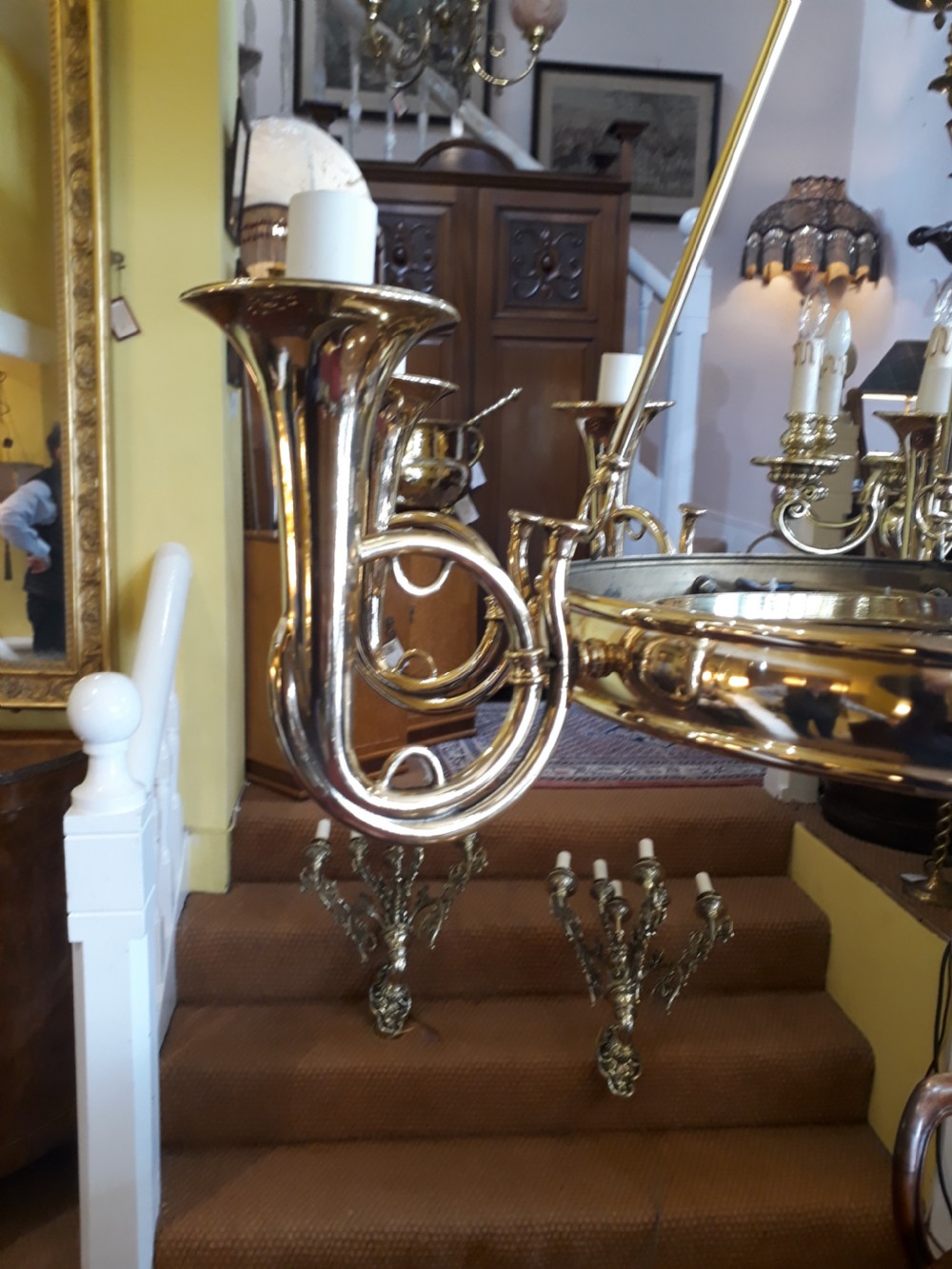 Brass Eight Arm Chandelier View II