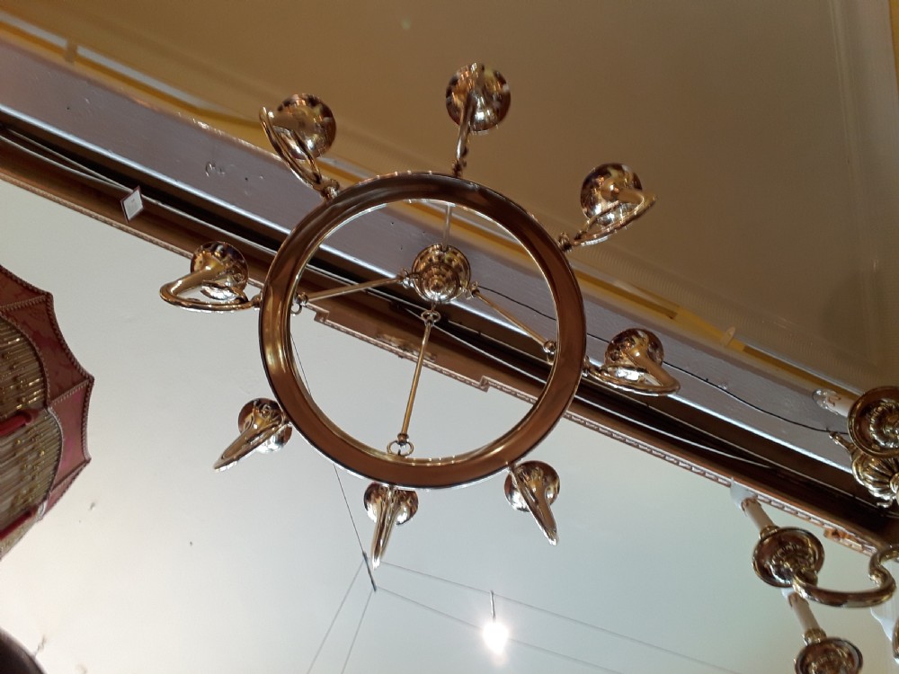 Brass Eight Arm Chandelier View V