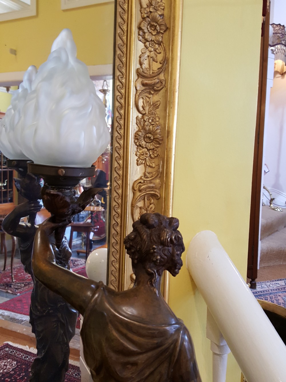 Pair of French Early 20thC Bronze Figural Table Lamps View IV