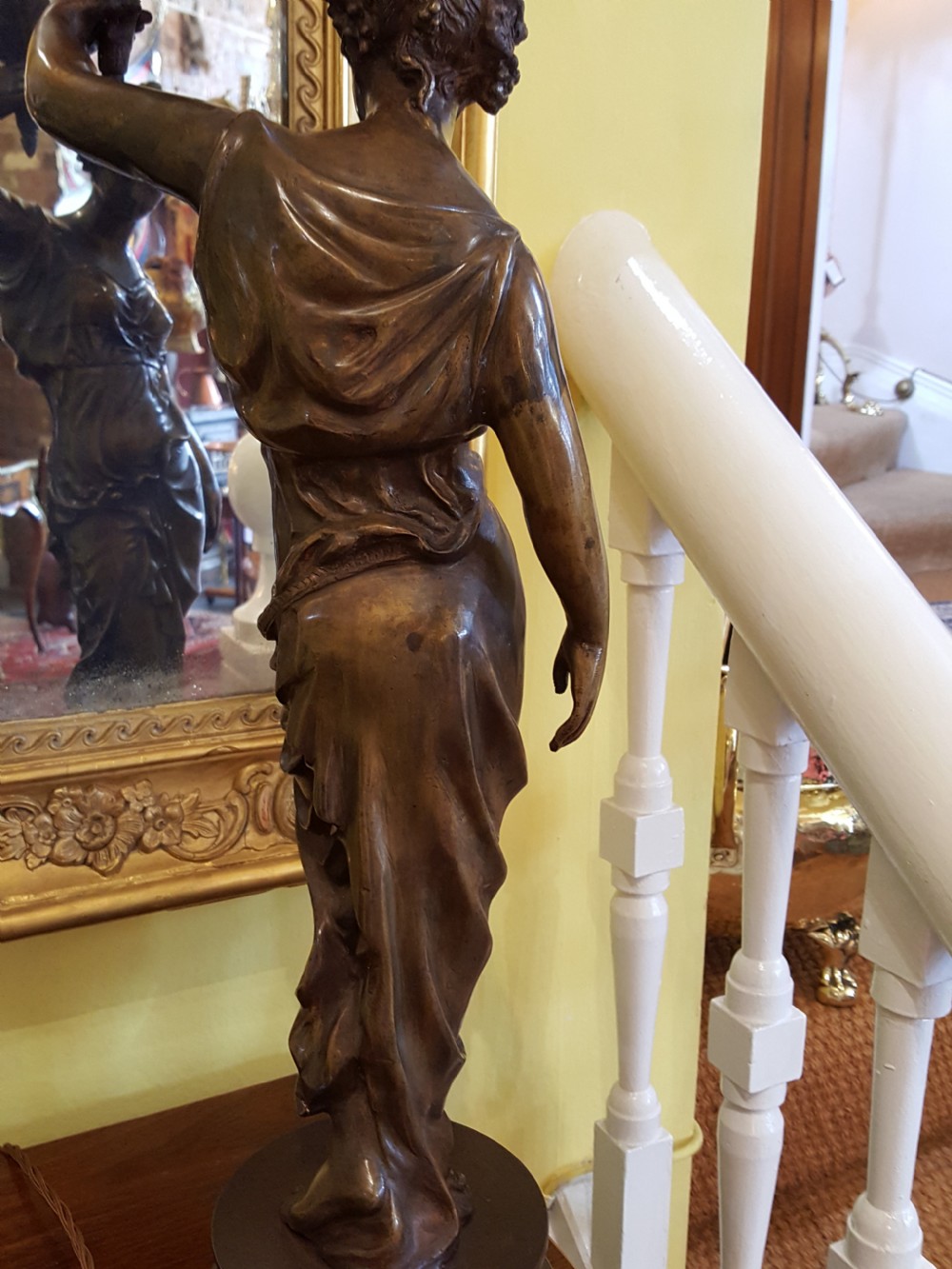 Pair of French Early 20thC Bronze Figural Table Lamps View V