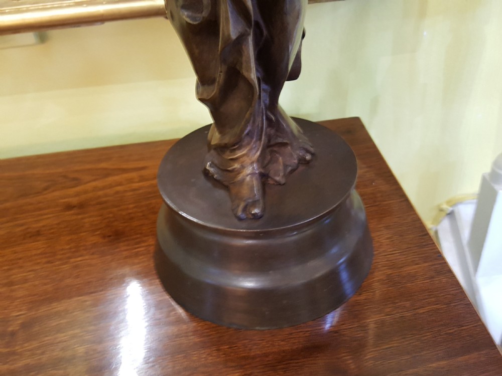 Pair of French Early 20thC Bronze Figural Table Lamps View IX