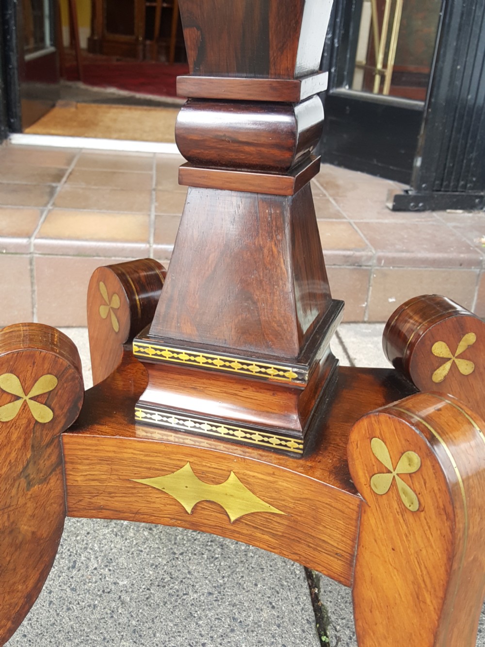 Regency Brass Inlaid Rosewood Card Table View VII