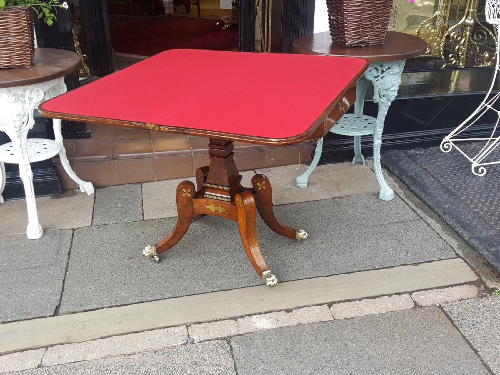 Regency Brass Inlaid Rosewood Card Table View X