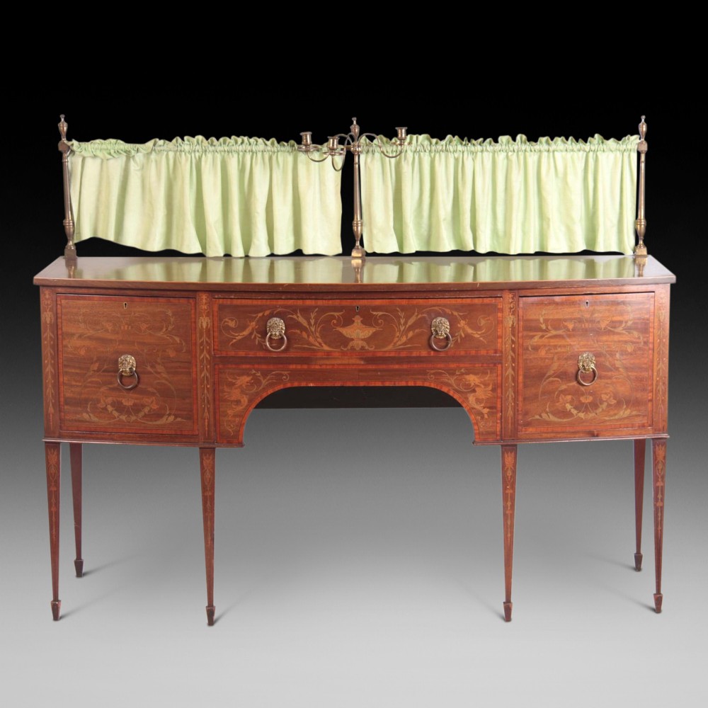 19thC Inlaid Mahogany Bow-Fronted Sideboard