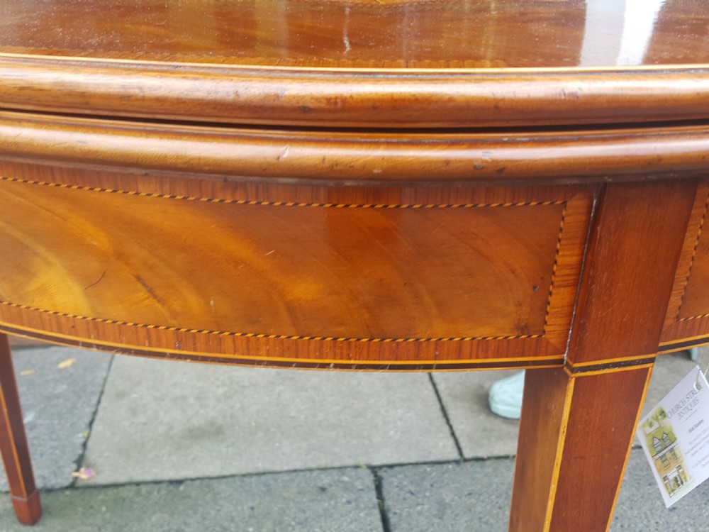 Late Georian Mahogany Half Moon Tea Table View III