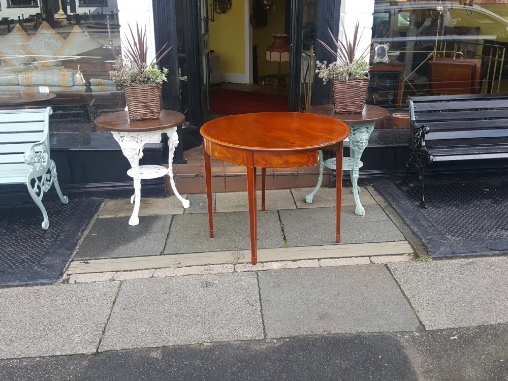 Late Georian Mahogany Half Moon Tea Table View VI