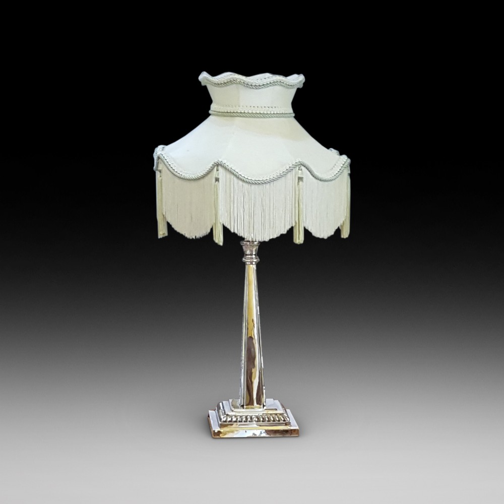 Early 20thC Silver Plate Table Lamp